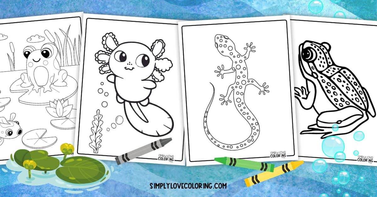 Amphibians coloring page feature image simplylovecoloring.com