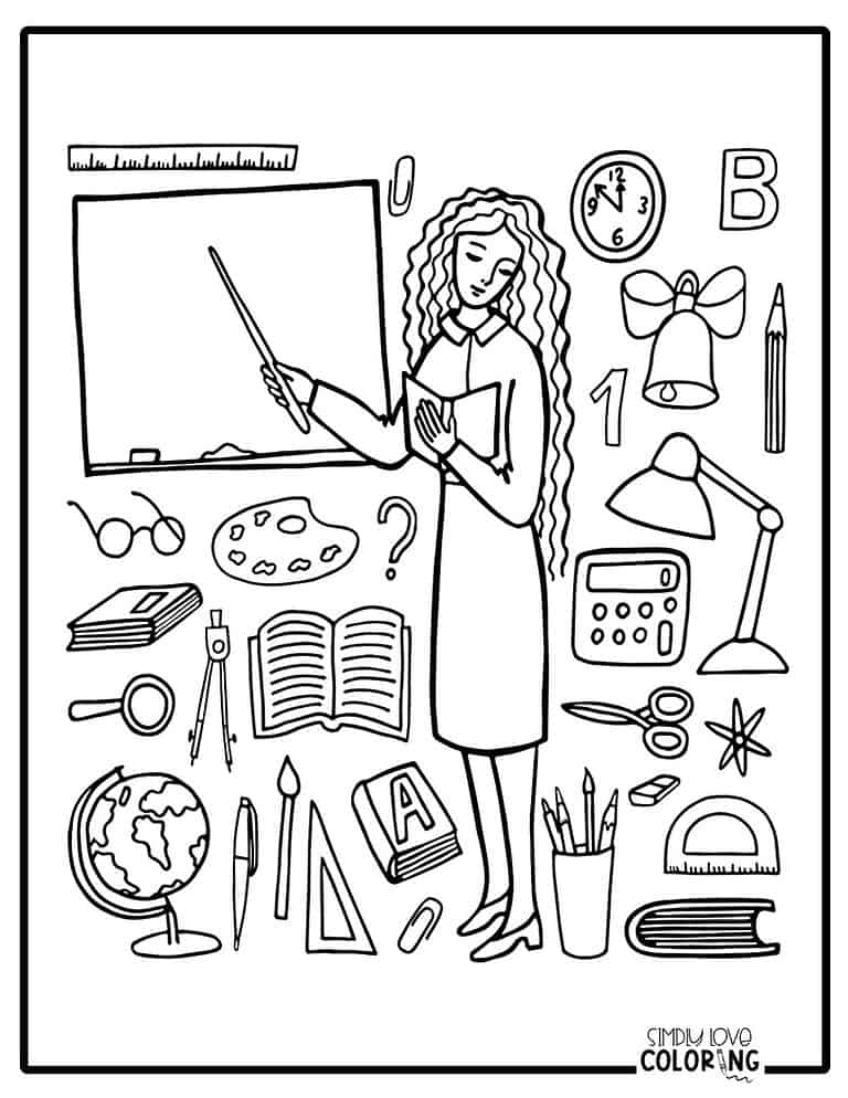 Teacher Coloring Pages (Free PDF Printables) Simply Love Coloring