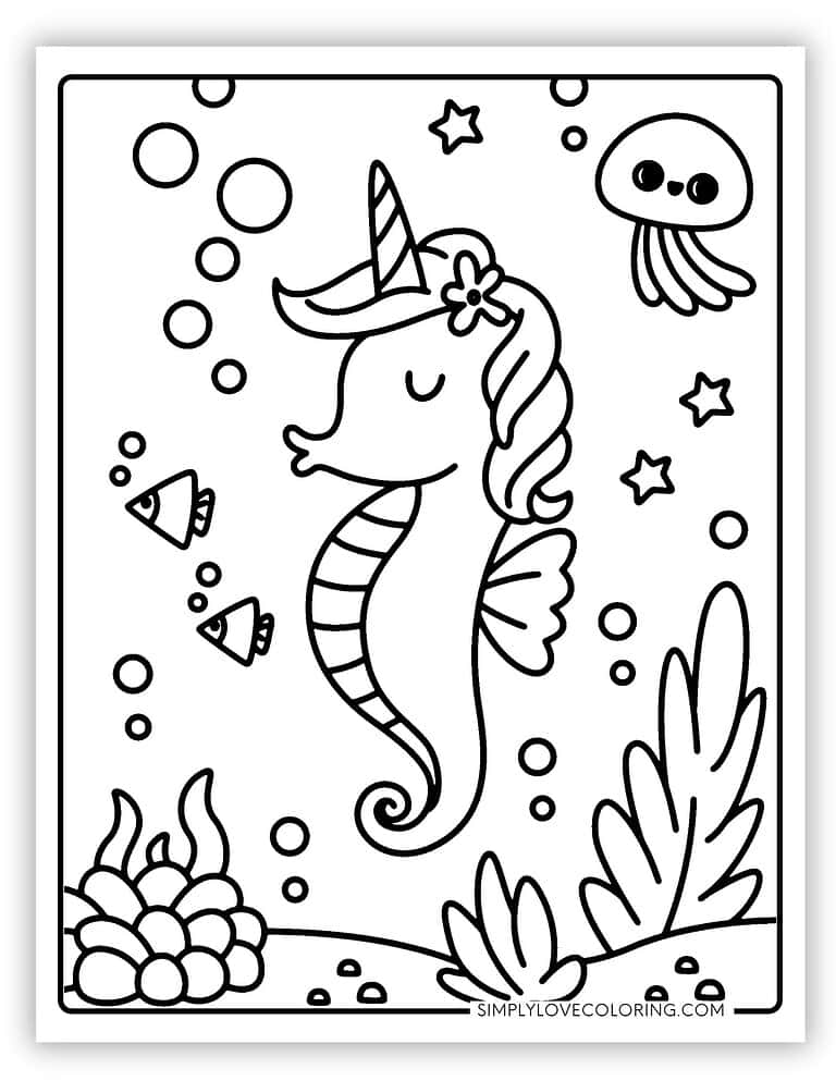 35 Seahorse Coloring Pages (Free PDF Printables) - Simply Love Coloring