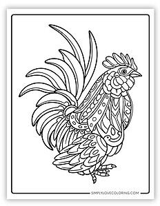 19 Rooster Coloring Pages (Free PDF Printables) - Simply Love Coloring