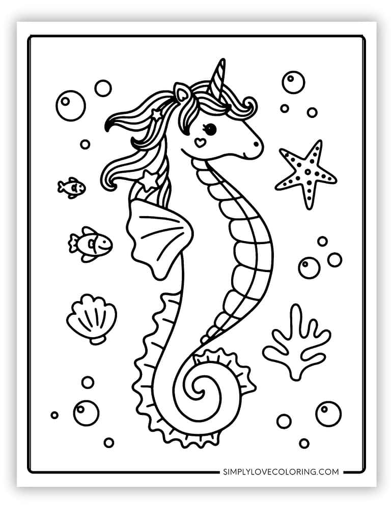 35 Seahorse Coloring Pages (Free PDF Printables) - Simply Love Coloring