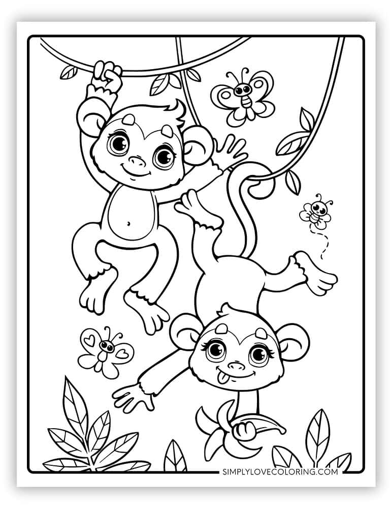 Monkey Coloring Pages (Free PDF Printables) - Simply Love Coloring