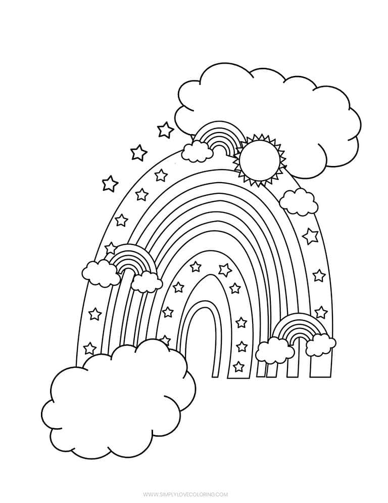 Rainbow Nature Coloring Page