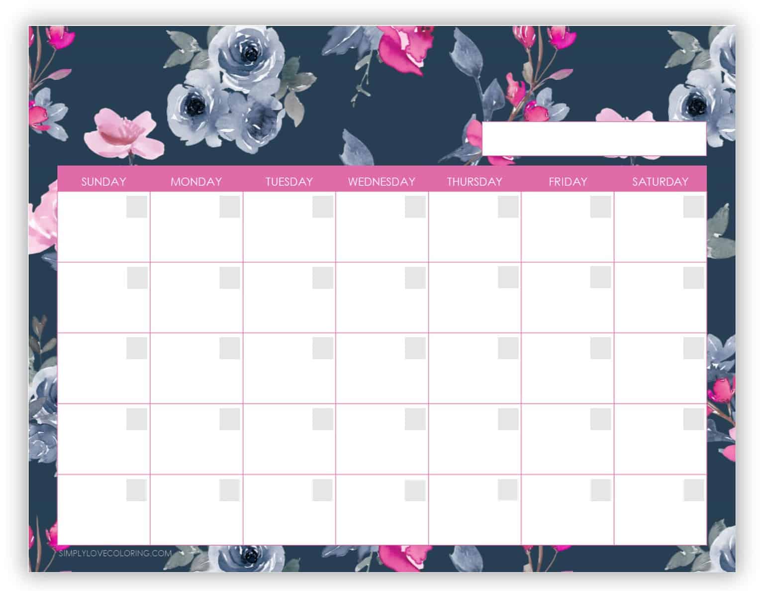 19 Blank Calendars (Free PDF Printables) - Simply Love Coloring