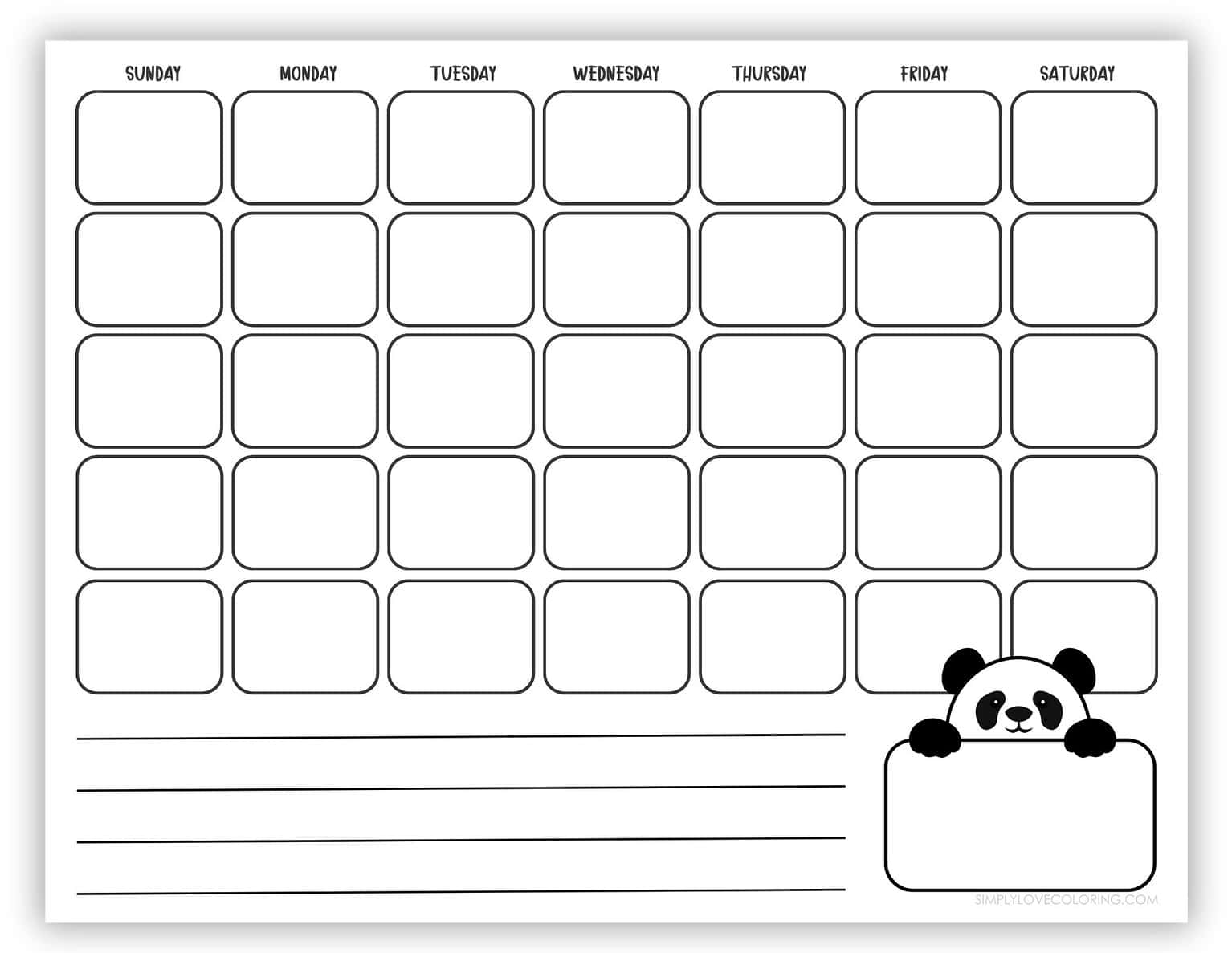 19 Blank Calendars (Free PDF Printables) - Simply Love Coloring
