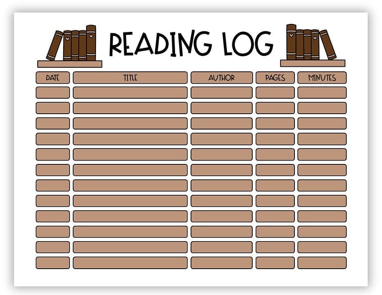 18 Reading Log Printables (Free PDF Printables) - Simply Love Coloring