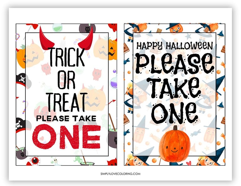 56 'Please Take One' Halloween Sign Printables (Free PDF Download ...