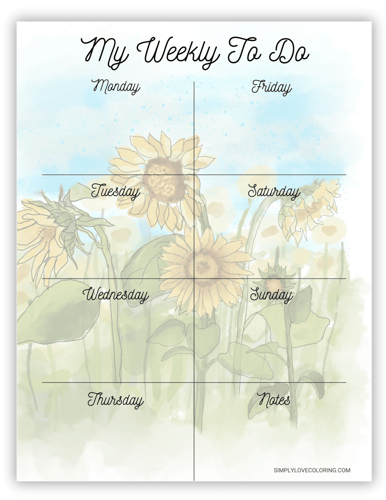 Weekly To-Do Lists (Free PDF Printables) - Simply Love Coloring