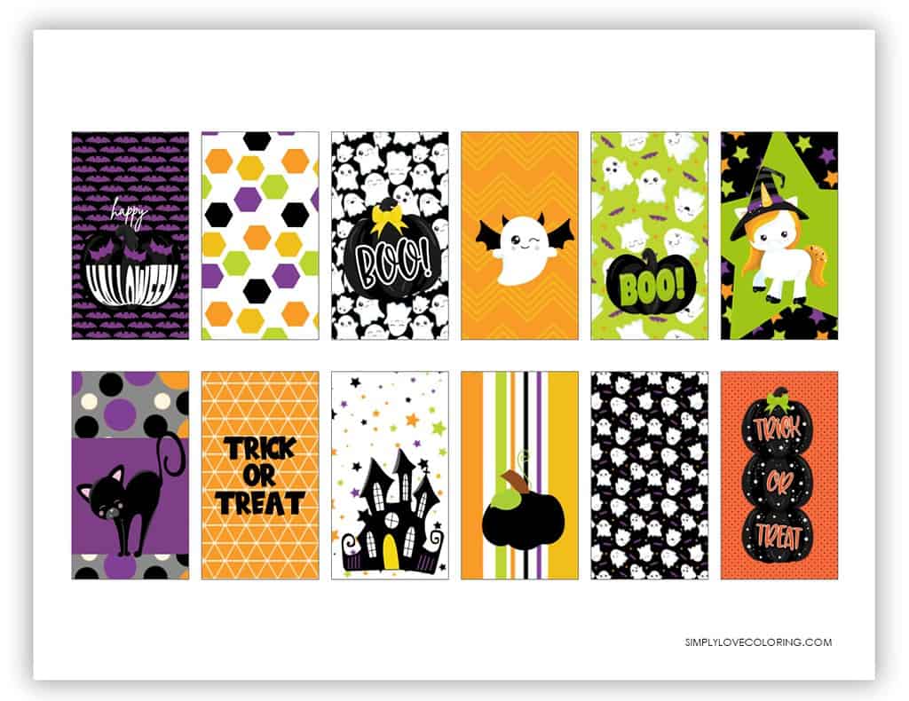 rectangle Halloween tags in orange green black