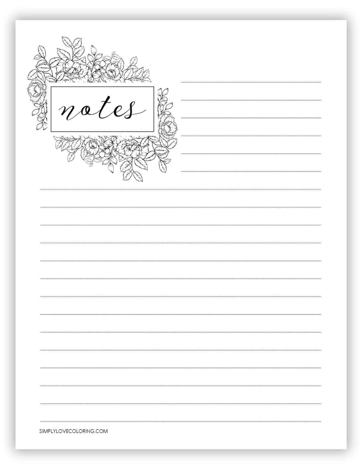 38 Printable Notes Page (Free PDF Printables) - Simply Love Coloring