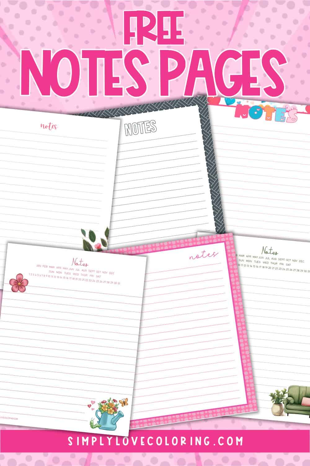 Printable Notes Page (Free PDF Printables) - Simply Love Coloring