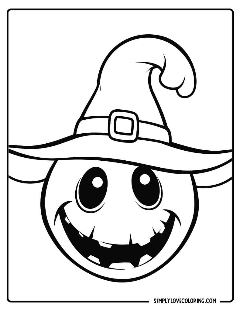 Smiling eight tooth pumpkin Halloween coloring pages simplylovecoloring.com