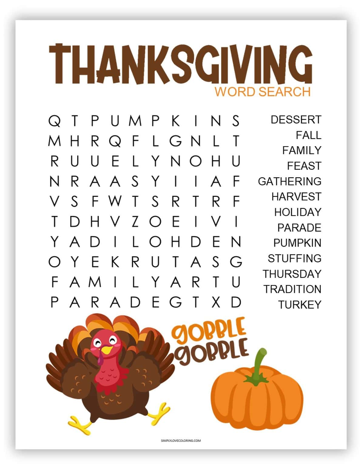 44 Thanksgiving Printables Free - Thanksgiving Word Search Thanksgiving Printables Simplylovecoloring.com 1187x1536 