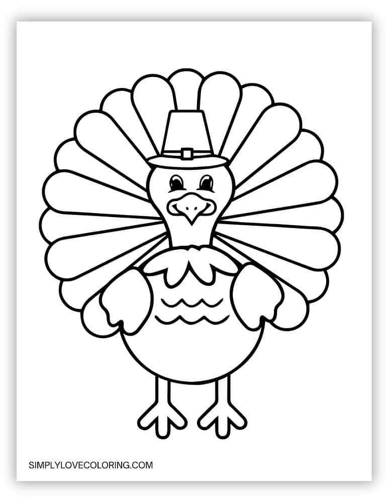 44 Thanksgiving Printables Free - Turkey Wearing Pilgrim Hat Thanksgiving Printables Simplylovecoloring.com 768x994 