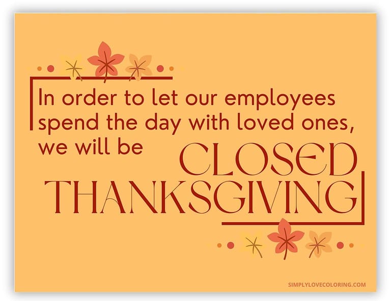 11 Free Printable Closed for Thanksgiving - Free Printable Closed For Thanksgiving Signs 4 Simplylovecoloring.com 768x593 