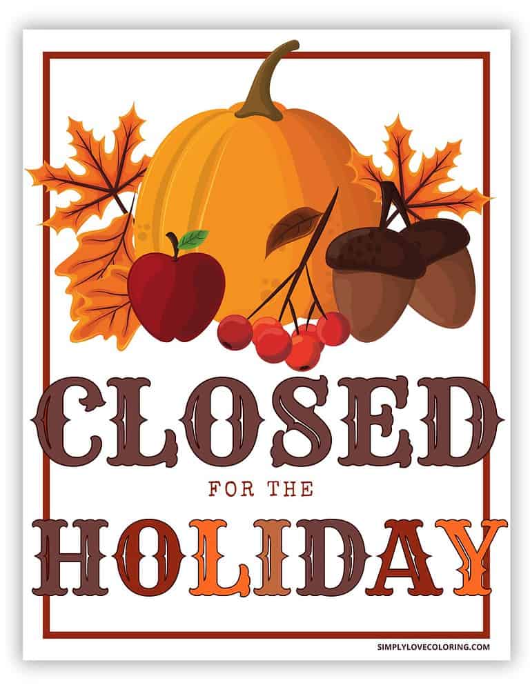 11 Free Printable Closed for Thanksgiving - Free Printable Closed For Thanksgiving Signs Portrait 3 Simplylovecoloring.com 768x994 