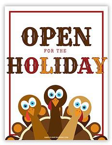 5 Free Printable Open for Thanksgiving Signs - Simply Love Coloring