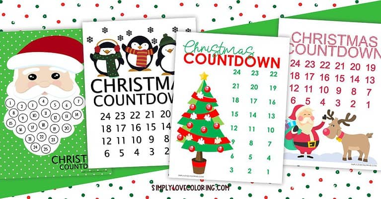 12 Christmas Countdown Calendars (Free PDF Printables) - Simply Love ...