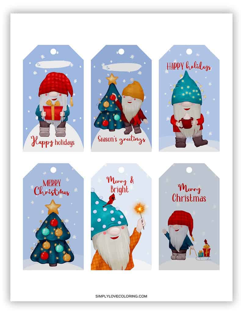 Gnome printable Christmas tags