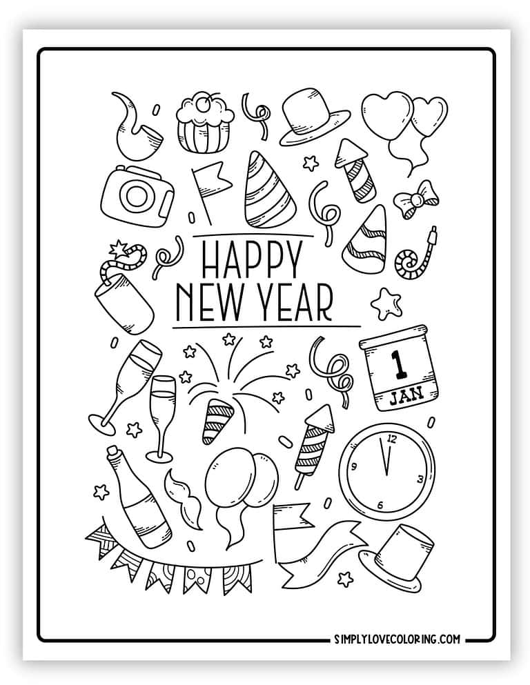 New Year's Coloring Pages (Free PDF Printables)