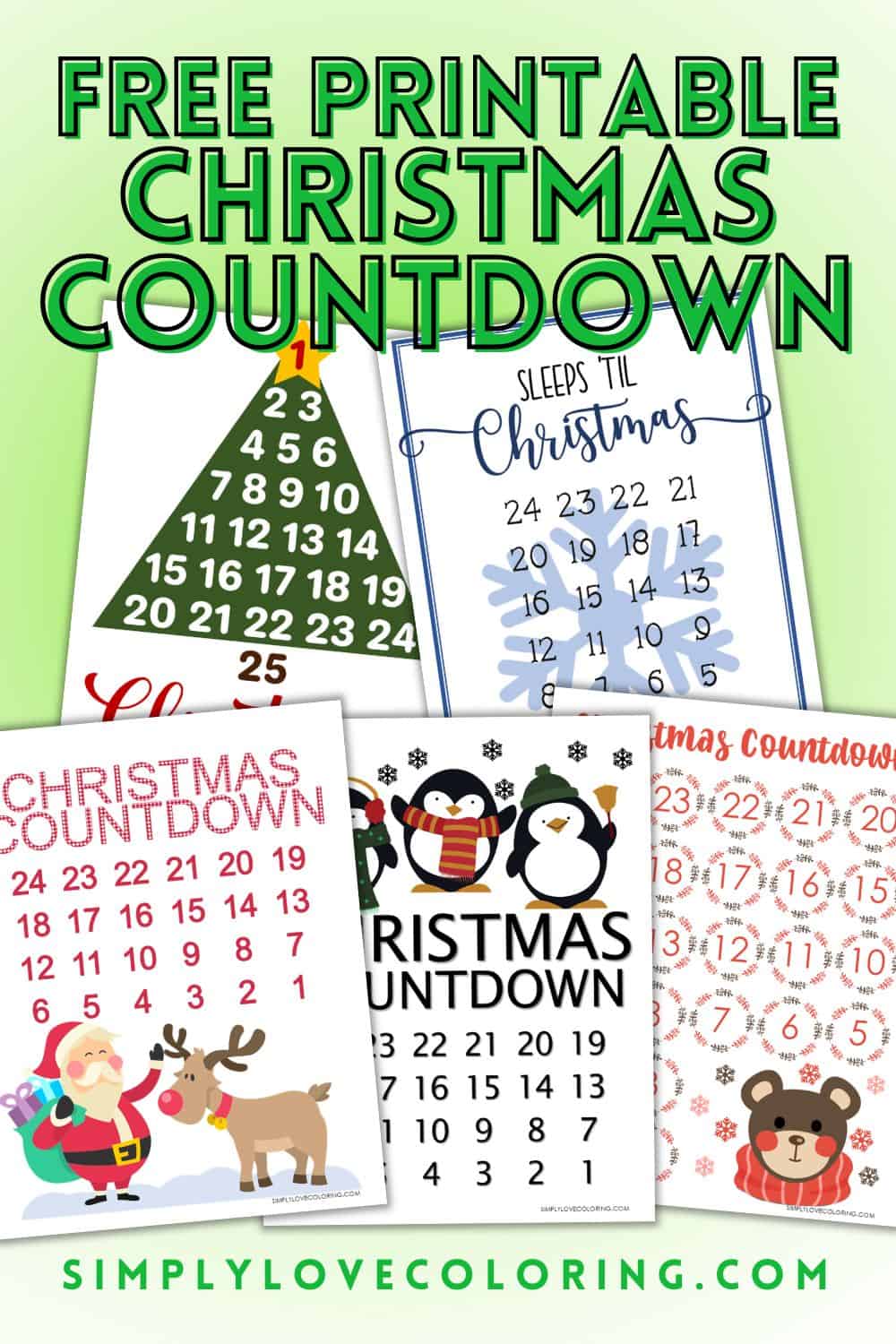 12 Christmas Countdown Calendars Free PDF Printables Simply Love