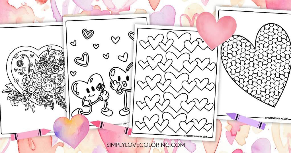 35 Heart Coloring Pages Free PDF - FB Heart Coloring Pages 2 1024x536 