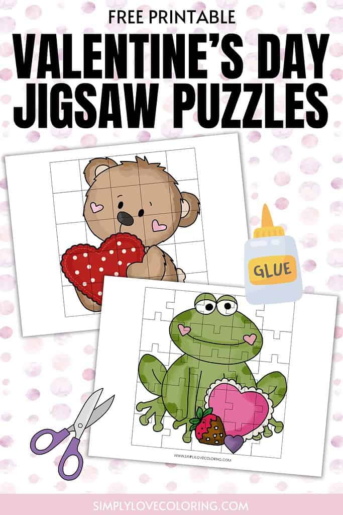 Valentine's Day jigsaw puzzle printable pinterest image
