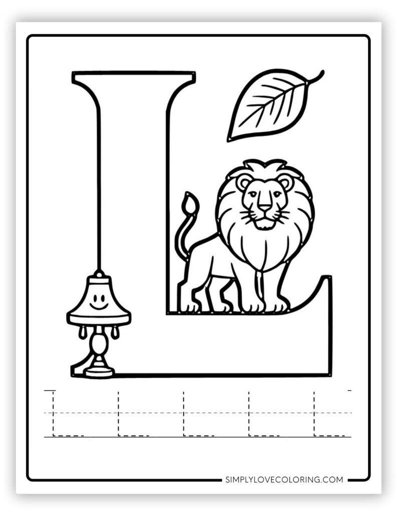 Uppercase L Alphabet and tracing free alphabet coloring page