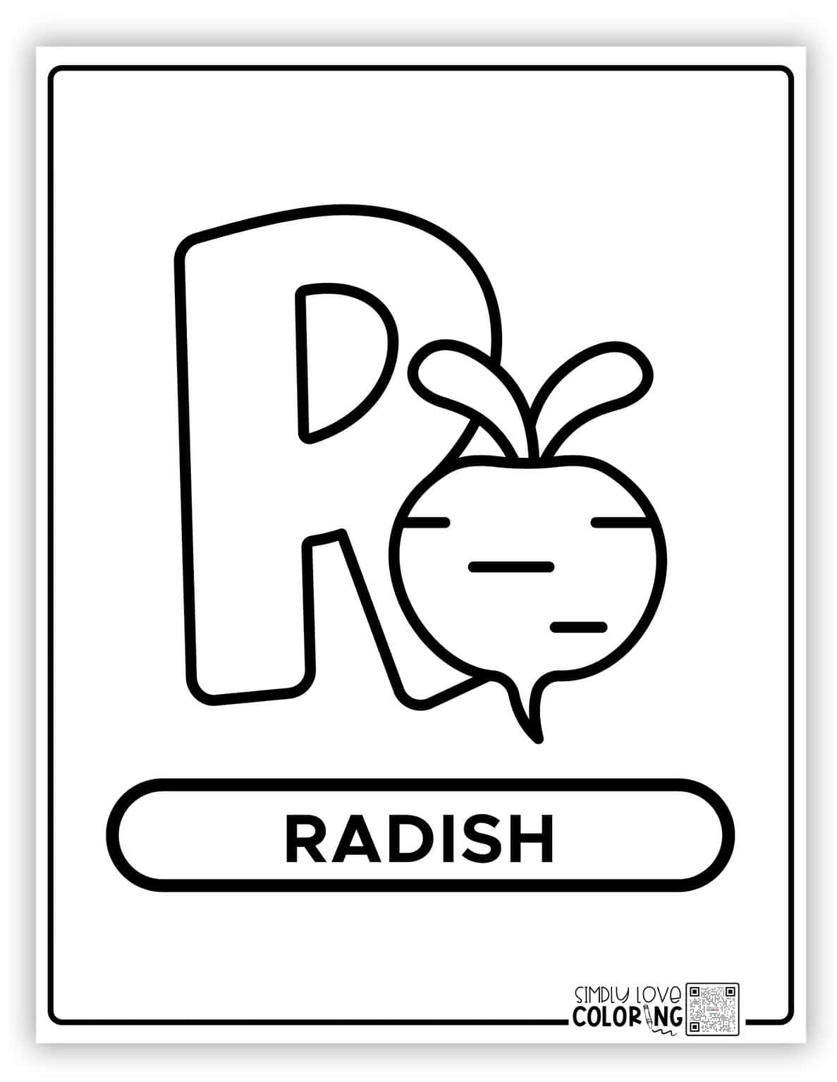 Single Alphabet Letters R Food Food Alphabet Coloring Pages (Free PDF Printables) - Simply Love Coloring
