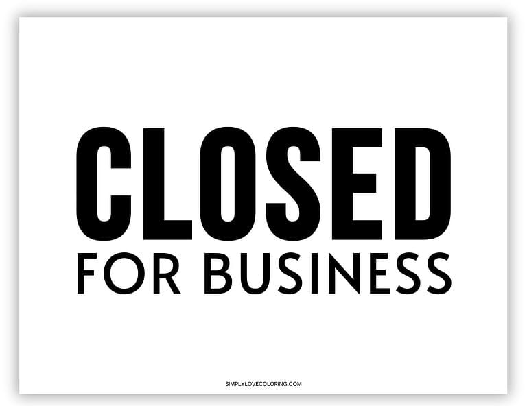 Closed Sign Printable (Free PDF Download) - Simply Love Coloring