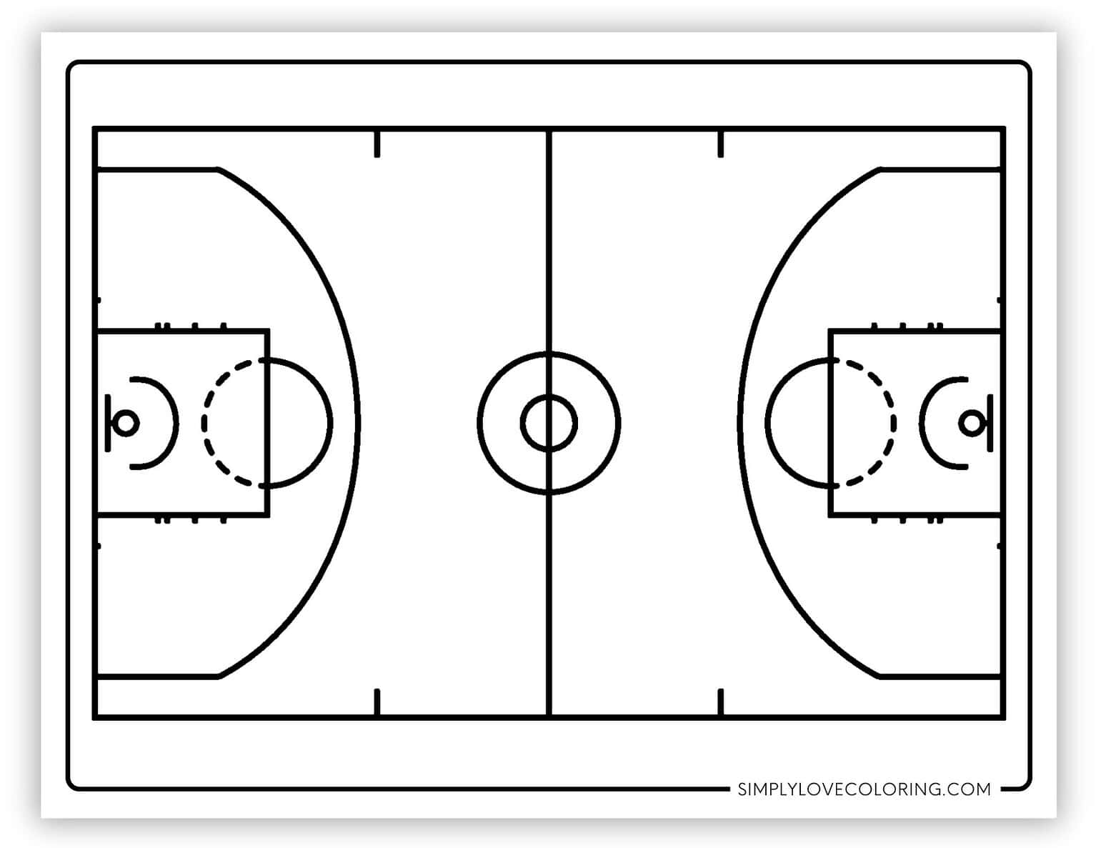 Fun Basketball Coloring Pages Free - Diagram Of A Basketball Court Coloring Pages 1536x1187 