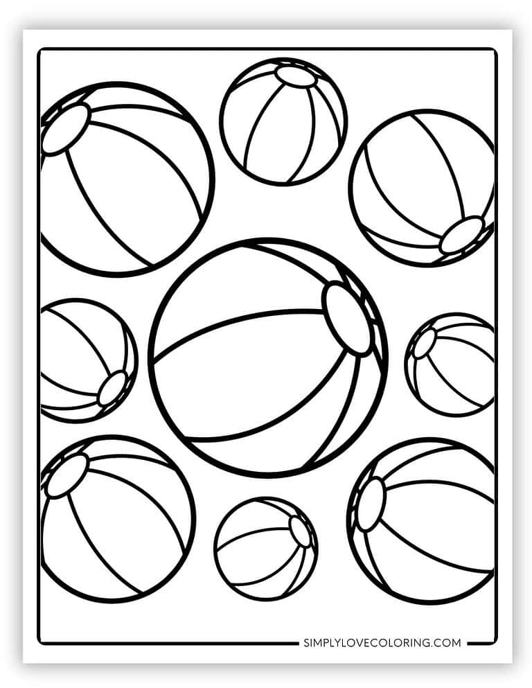 Fun Beach Ball Coloring Pages Free - Group Of Beach Balls Beach Ball Coloring Pages 768x994 