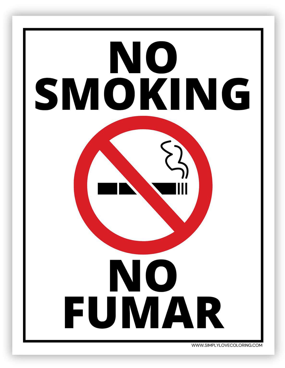No Smoking Sign Printable (Free PDF Downloads) Simply Love Coloring