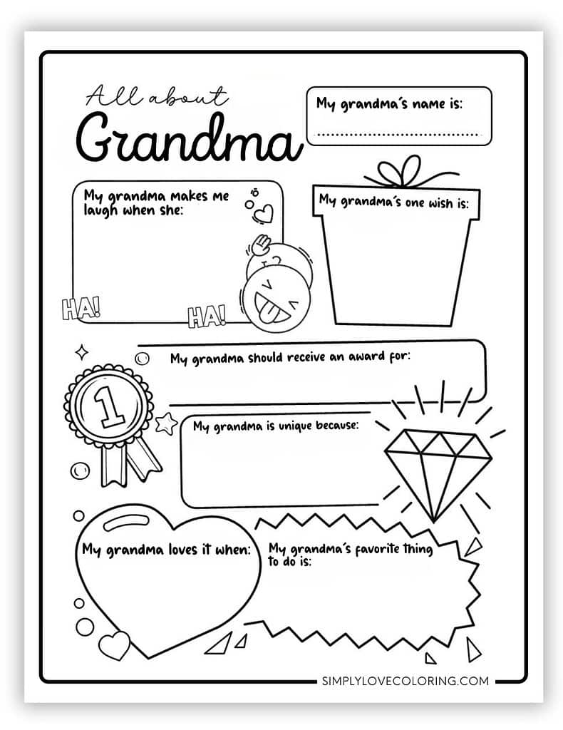 All about grandma all about mom coloring page