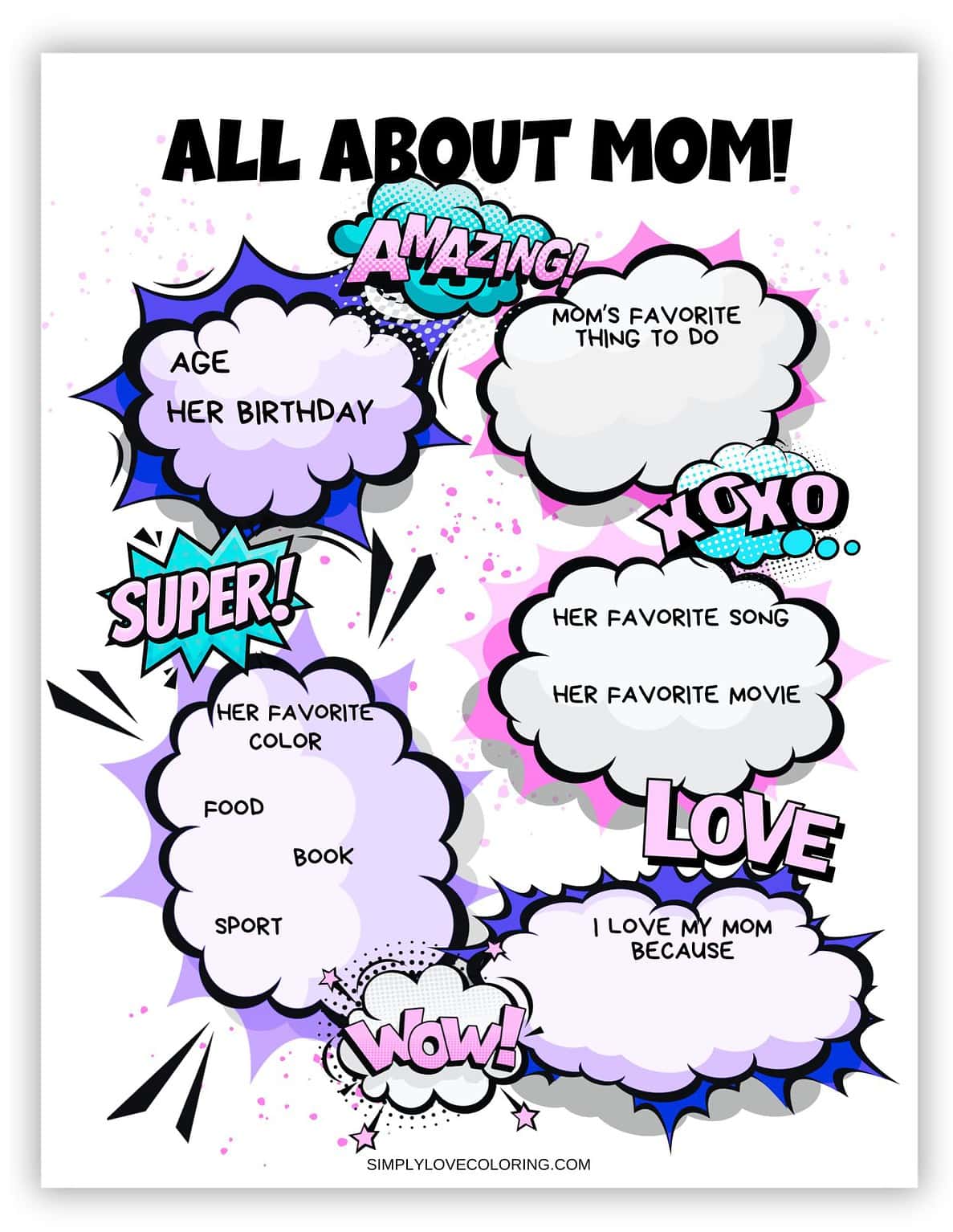 All About Mom Printables (Free PDF Downloads) Simply Love Coloring
