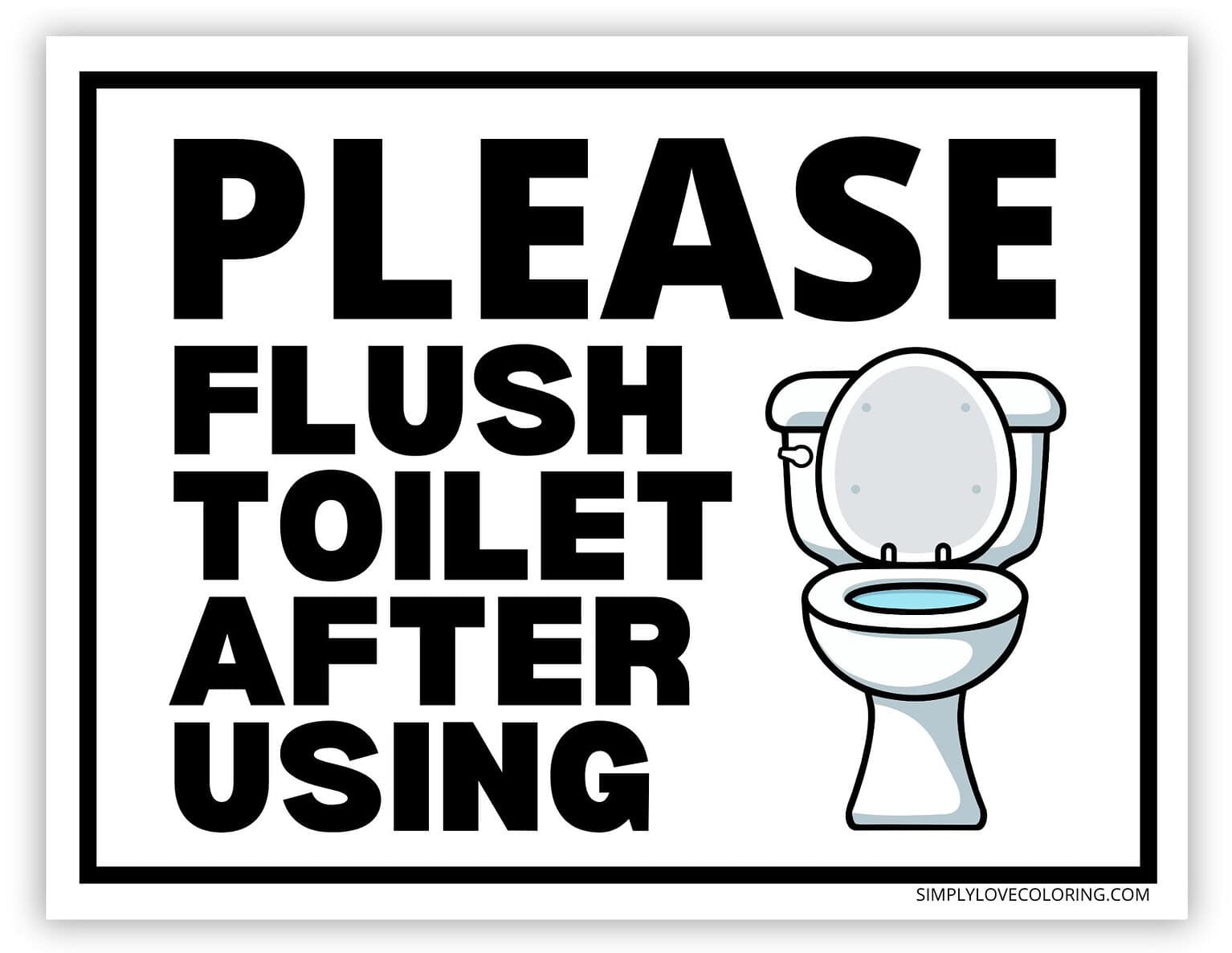 Flush the Toilet Signs (Free PDF Printables) - Simply Love Coloring