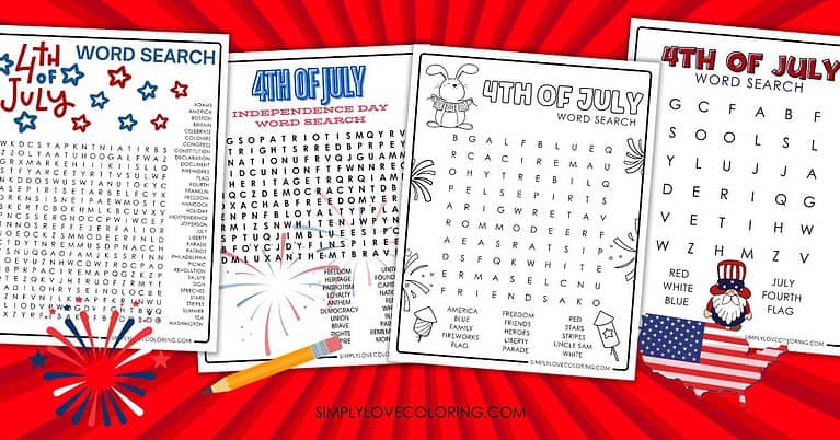 Independence Day Word Search (Free PDF Printable) - Simply Love Coloring