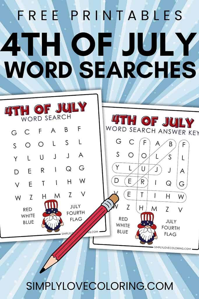 Independence Day word search pinterest image