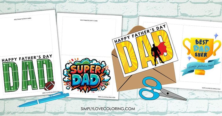 Printable Father's Day Cards (Free PDF Downloads) - Simply Love Coloring