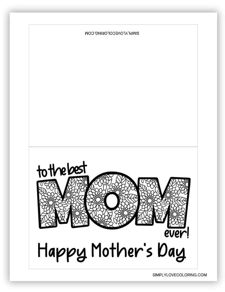 To the best Mom ever version 1 printable Mother's Day cards to color