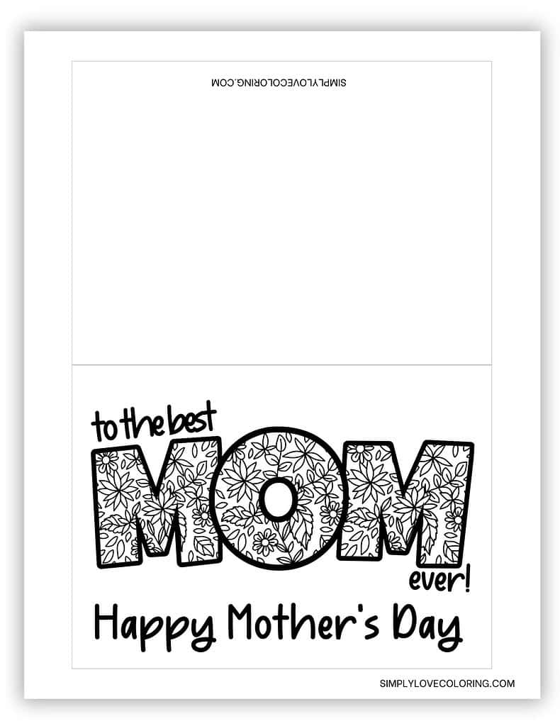 To the best Mom ever version 2 printable Mother's Day cards to color