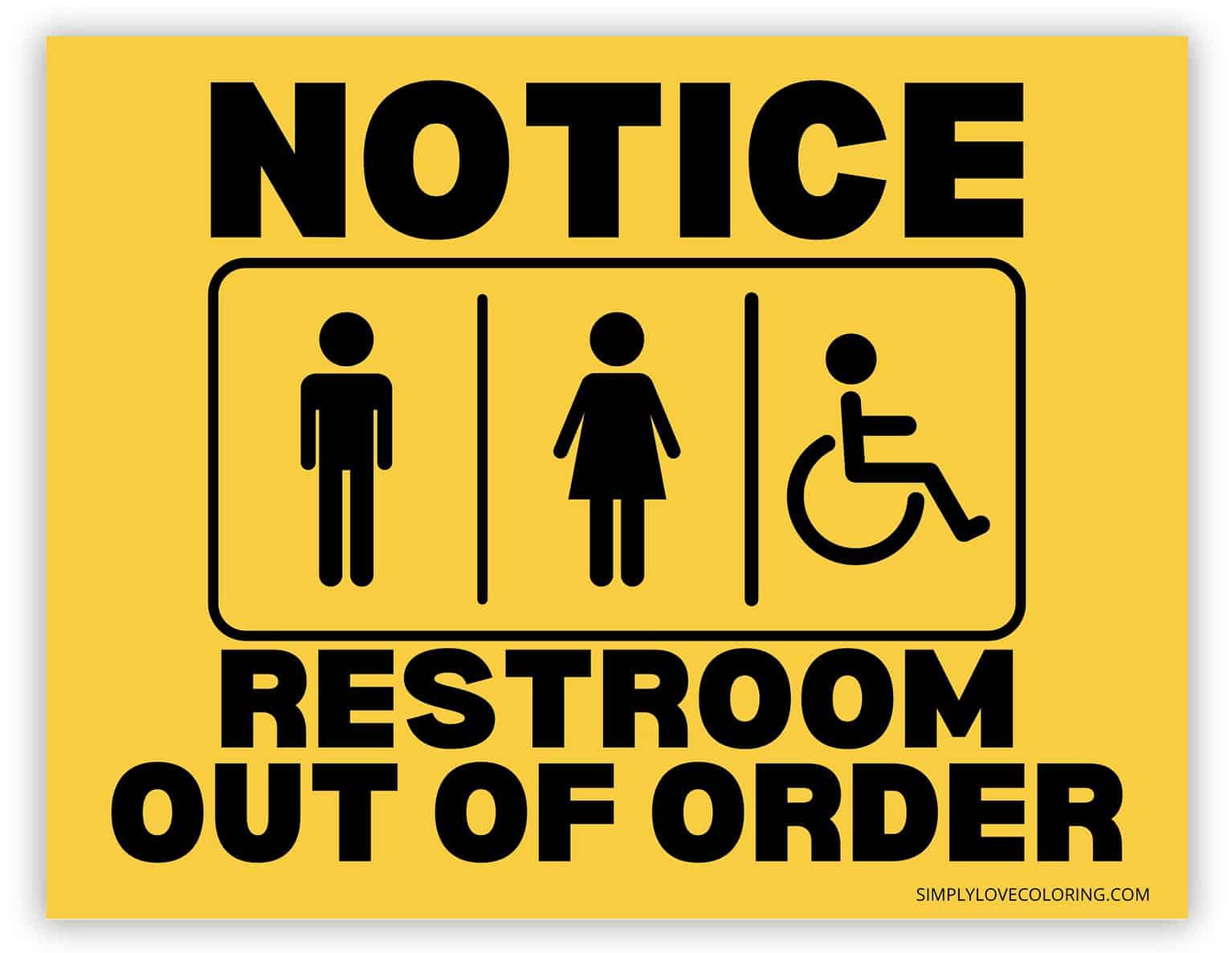 Toilet Out Of Order Sign Free PDF Printables Simply Love Coloring