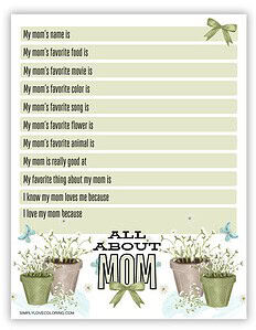 All About Mom Printables (Free PDF Downloads) - Simply Love Coloring