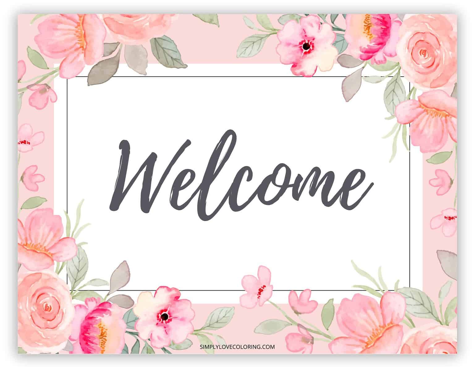Printable Welcome Sign (Free PDF Download) - Simply Love Coloring