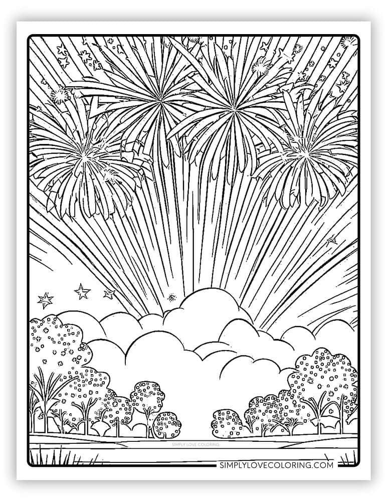 Fireworks Coloring Pages (Free PDF Printables) - Simply Love Coloring