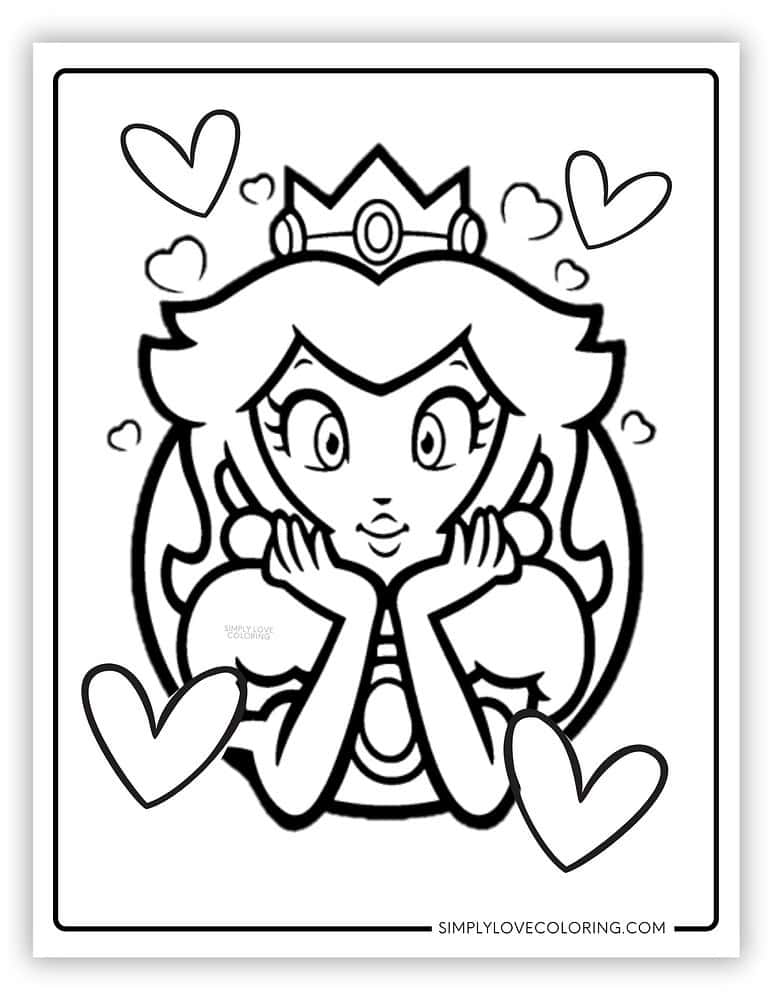Princess Peach Coloring Pages (Free PDF Printables) - Simply Love Coloring