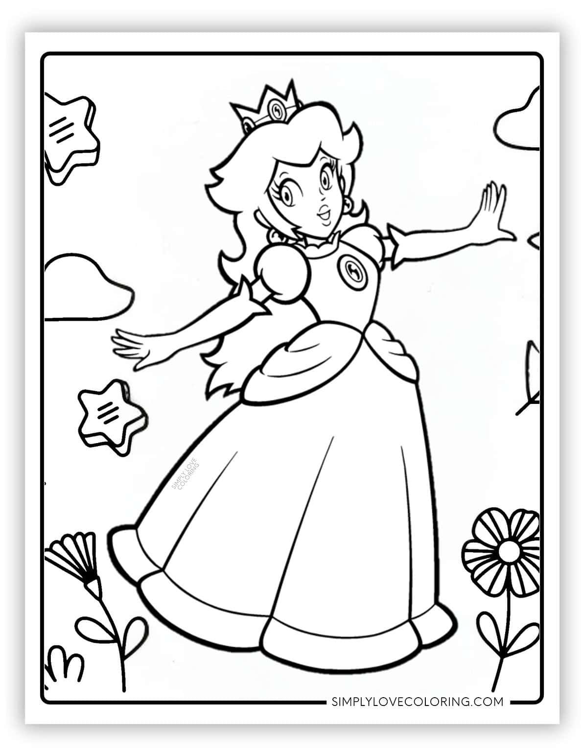 Princess Peach Coloring Pages (Free PDF Printables) - Simply Love Coloring