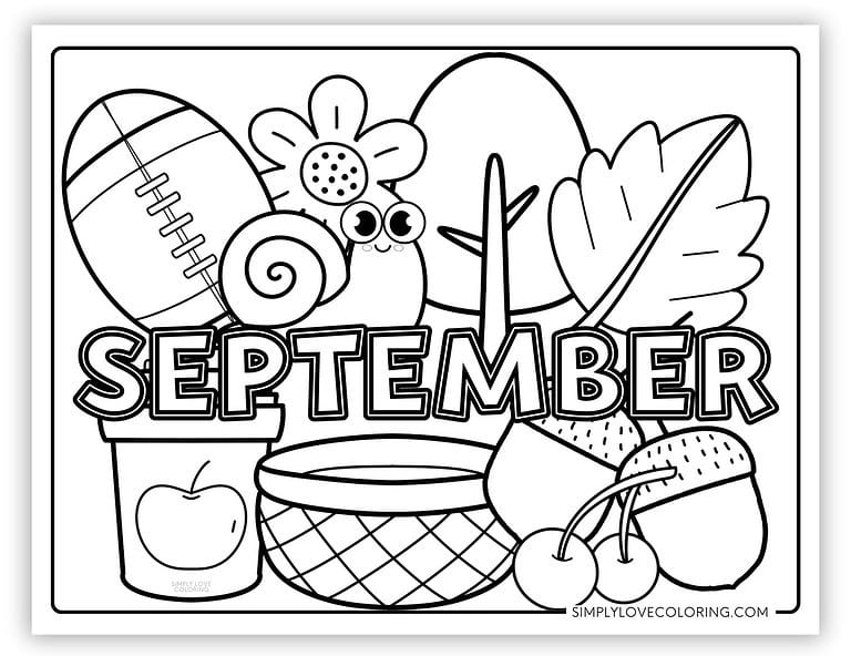 September Coloring Pages Free - Kawaii September Coloring Pages 768x593 