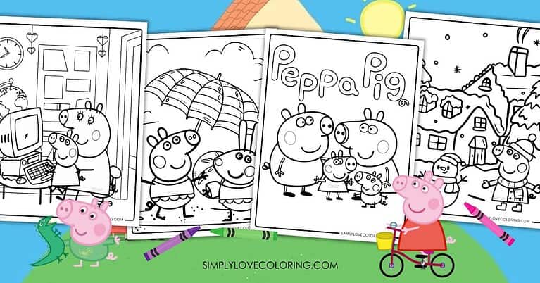 Peppa Pig Coloring Pages (Free PDF Printables) Simply Love Coloring