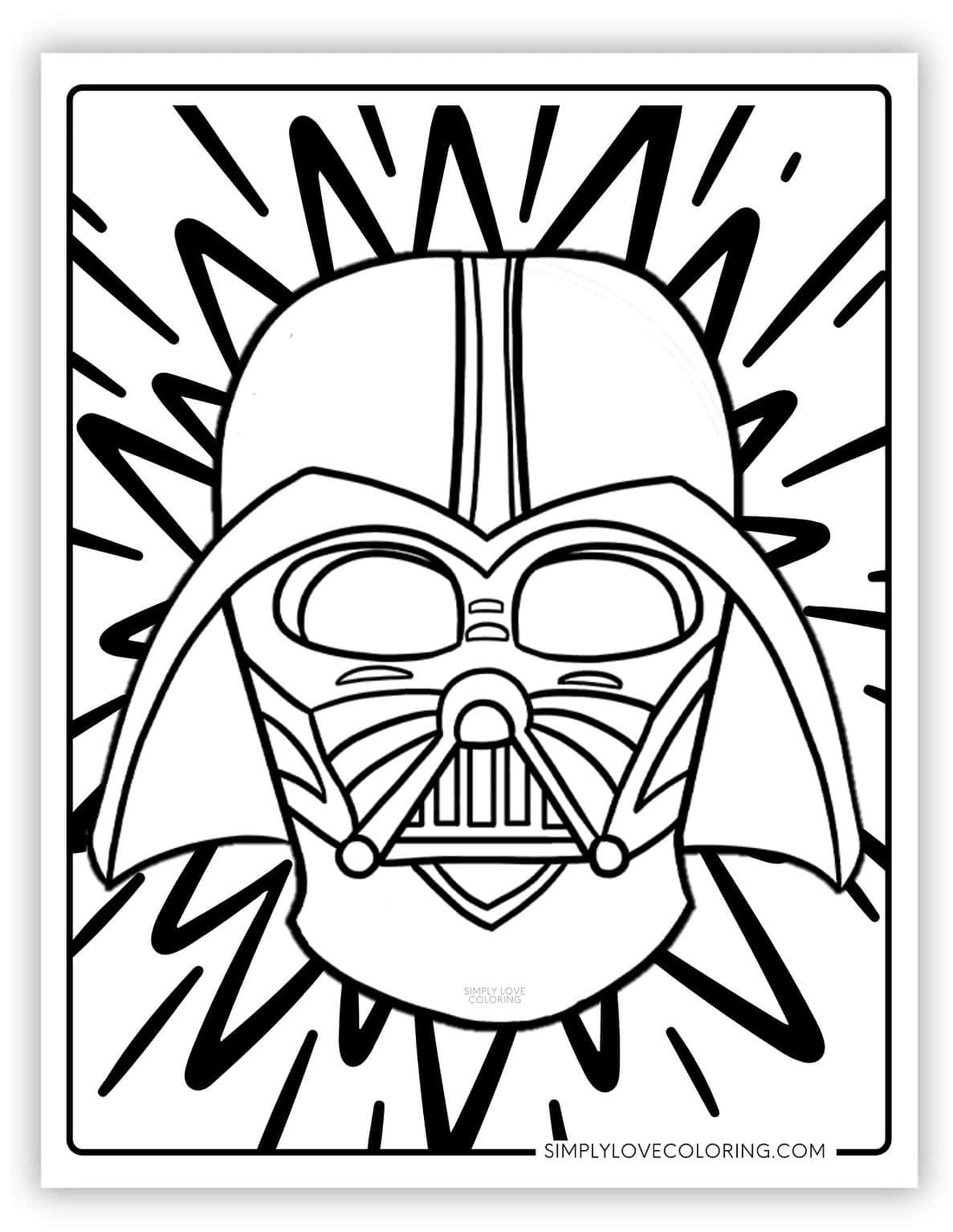 Easy to Color Darth Vader Headshot